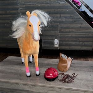 My Life As Horse 18 Inch Poseable Palomino Horse Toy W/Saddle/Helmet/Reins